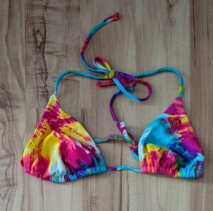 Y2K Roxy Women Tie-Dye Bikini Set - Rainbow Blue, Pink, Yellow, Purple